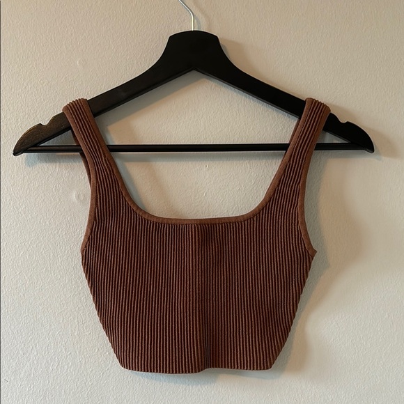 Babaton - 2XS Brown Ribbed Women's Top - Picture 1 of 3